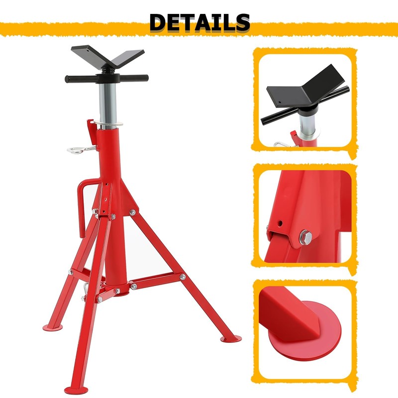 KUAFU V-Head Jack Stand Adjustable Height 28"-52" Folding Pipe Stand
