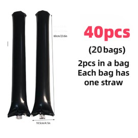 40pcs Round headTeam Spirit Boom Sticks Thunder Sticks Cheering Sticks Team Spirit Plastic Cheerleading Spirit Stick Clapper Inflatable Noise Maker Sports Supply (Black)