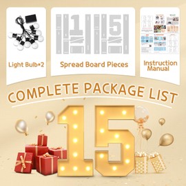 imprsv 3FT 15th Birthday Decorations Numbers: 15th Birthday Party Anniversary Decorations Large Light Up Numbers 15 for Girls Boys