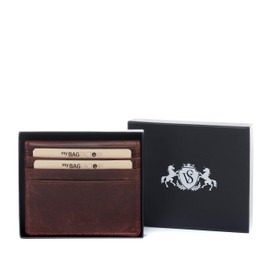 SID & VAIN cardholder RFID Protection Earnest Small Wallet Real Leather Billfold Slim Genuine Leather Women Men Unisex Brown