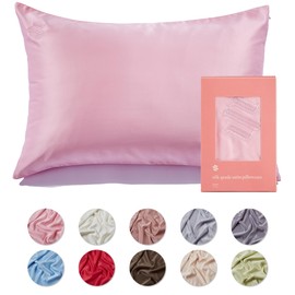 Serde Silk-Grade Satin Pillowcase with Zipper for Hair & Skin, Silky Texture Queen, Smooth Pillow Covers, Machine Washable, Wrinkle-Free, Cooling Satin Pillow Cases (Peony, Queen (U.S. Standard))