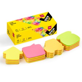 deli Sticky Notes, 12 Pads, 3x3 inches, Colorful Self-Stick Note Pads, Perfect for Office, Study, and Daily Life Organization, Creative Shape