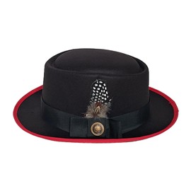 Michear Premium Felt Bowler Hat Classic British Small Brim Derby Cap with Feather Ribbon Trim, Unisex Vintage Formal Hat 56-60cm (UK, Alpha, One Size, Black)