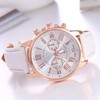 Women's Diamond Crystal Rhinestone Leather Quartz Wrist Watch (A White)