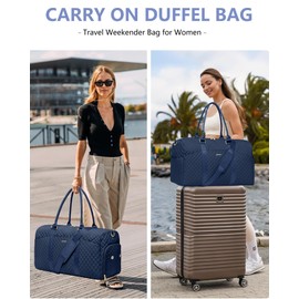 Weekender Travel Duffle Bag for Women - Carry on Bag with Shoe Compartment Overnight Bags with Toiletry Bag Wet Pocket Weekend Traveling Yoga Gym Hospital Bags for Labor and Delivery Blue