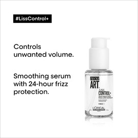 L'Oréal Professionnel Paris Tecni.ART Liss Control+ Intensely Smoothing Styling Serum for Controlled Volume, Shine & Smoothness, for Thick & Rebellious Hair, 150 ml