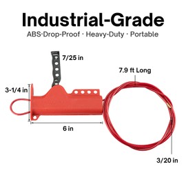 Boviisky Lockout Tagout Cable Lock, 1 Pack Adjustable Cable Lock, Red Lockout tagout Cable with 3/16'' Diameter, 8' Length Lockout Cable, OSHA Compliant Cable Lock Loto