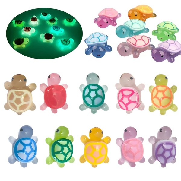 100 Pcs Resin Luminous Turtle Mini Figurines Turtles for Garden