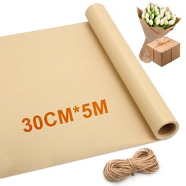 Braun Kraftpapier, 30cm*5m Geschenkpapier Braun, Kraft Geschenkpapier Geburtstag, Packpapier mit 10 Stück 2.2M Juteseil für Hochzeit, Kunsthandwerk, Weihnachten, Geschenkverpackungen, Frische Blumen