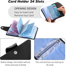 LANDIANLD 24 Slot Card Holder Credit Card Holder PU Leather Card Wallet Travel Card Holder Wallet Debit Bank Card Organiser Business Wallet Case for Men Women Gifts