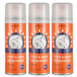 BERIOVE Long-Lasting Shoe Deodorizer Spray : Foot Odor Eliminator for Men’s & Women’s Shoes - Shoe Odor Eliminator for All Footwear Types (3 Pack)