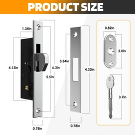Sliding Door Lock,Sliding Glass Door Lock,Mortise Lock,Sliding Patio Door Lock,Storefront Door Lock for Commercial Door,Fits Doors 0.87" to 2.37"(Sliding Door Lock,1 Pack)
