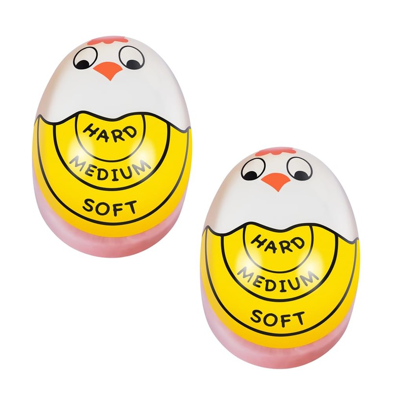 Egg Timer 2-Pack, Colour Changing Boiled Egg Timer in Yellow