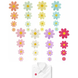 JIRVEX 32 Pezzi Toppe Termoadesive Fiori, Patch da Stirare per Tessuti, per Bambini & Adulti, Ideali per Decorare e Riparare Vestiti, Jeans, Giacche.