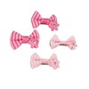 Pink Stripe Bow Rhinestone Sunflower Bobby Pin Set (4 Pcs)