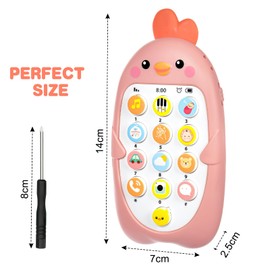 Aolso Baby Phone Musical Toy, Baby Toy, Smartphone, Toy Phone for Children, Electronic Spoken Language Learning, Gift for Babies, Girls and Boys (Chick Pink)