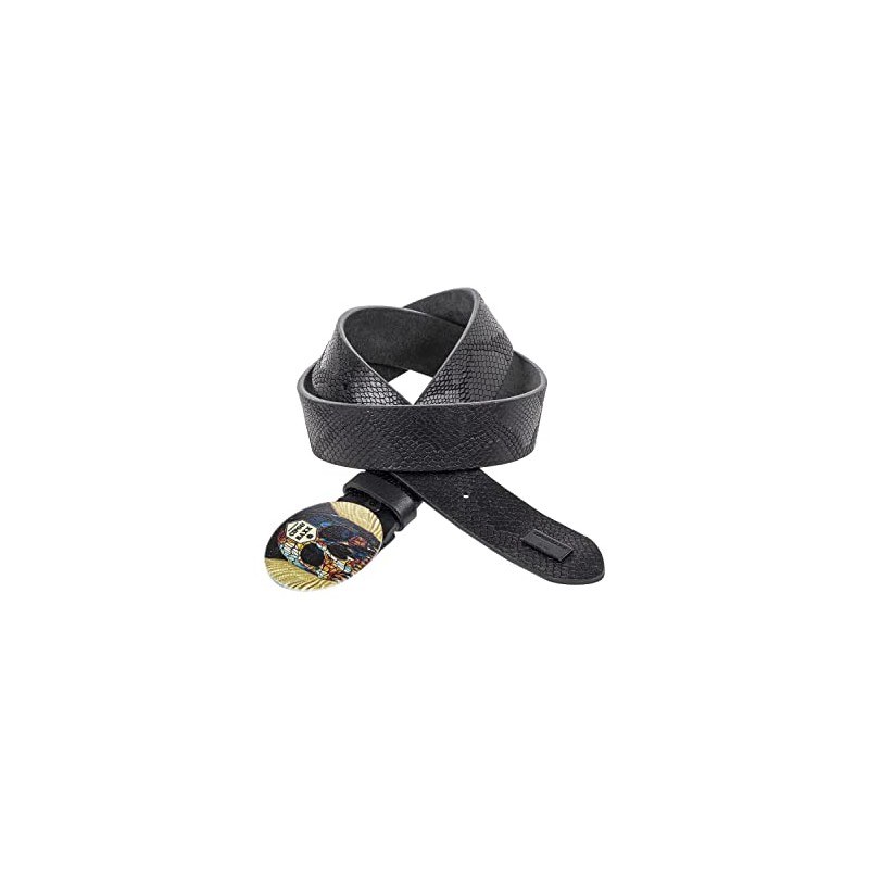 Cipo & Baxx CG202 Men's Leather Belt Reptile Pattern Skull