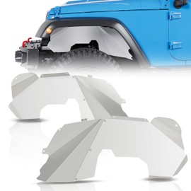 HECASA Front Inner Fender Liners Compatible with 2007-2018 Jeep Wrangler JK JKU Unlimited Sport Sahara Rubicon 2/4 Doors, Lightweight Aluminum Wheel Well Liners Splash Guards