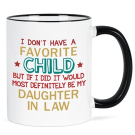 YHRJWN Mother in Law Gift, My Daughter in Law Is My Favorite Child Mug, Mother in Law Gifts, Father in Law Gift, I Don't Have a Favorite Child Mug, Mothers Day Christmas Gifts for Mother in Law, 11 Oz