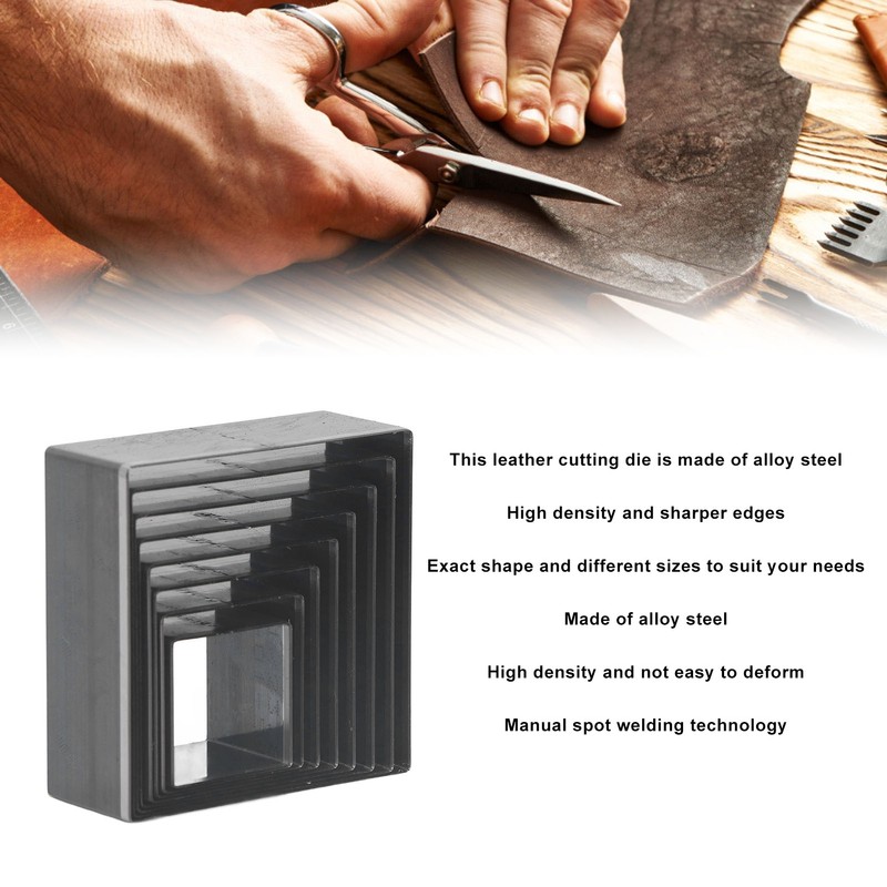 8Pcs Leather Cutting Mold Alloy Steel Square Shape Leather Punching