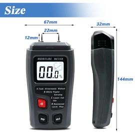 Eyech Digital Wood Moisture Meter, Handheld Moisture Tester with 2 Test Probes and LCD Display for Wood/Paper/Concrete/Firewood/Building Material Industry