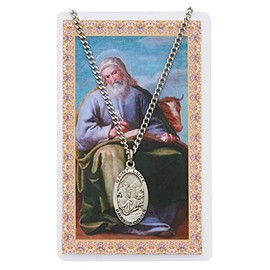 St Luke Prayer Card With Medal Saint Catholic Christian Pendant Charm Patron