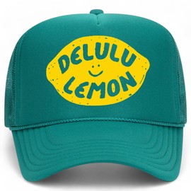 Delulu Lemon Trucker Hat | Vintage Fruit Cowgirl Western Funny Country Summer | Premium Foam Snapback Hat for Men & Women (US, Alpha, One Size, Jade)