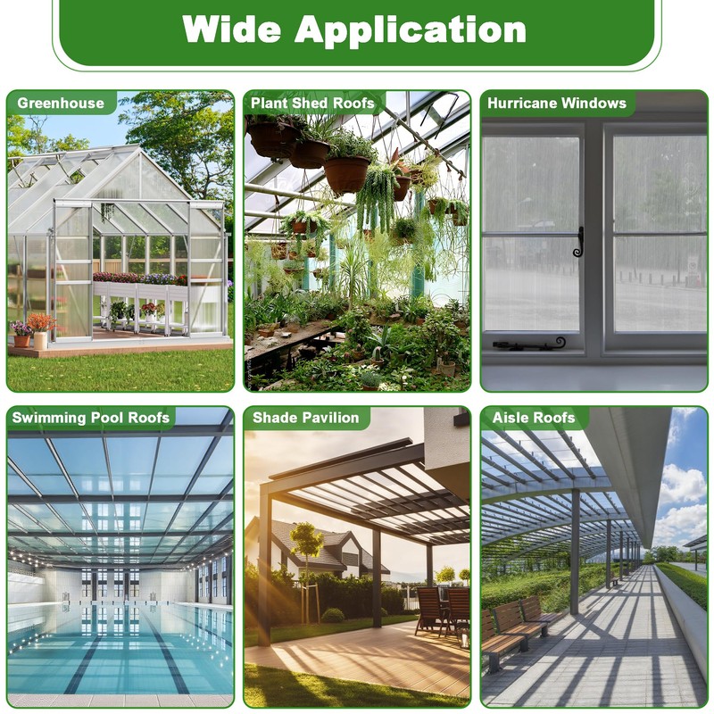 Quibbay 6PCS Polycarbonate Greenhouse Panels, 4' x 2' x 0.32''