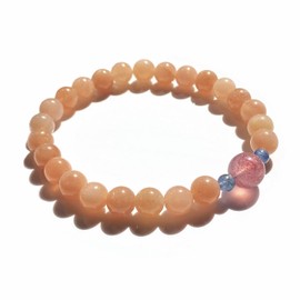 RongL Orange Moonstone & Strawberry Quartz Bracelet - 6mm & 8mm Love & Feminine Energy Crystal Jewelry, Emotional Healing & Self-Love Bracelet, Yin Energy Balancing Spiritual Gift (17cm Stretch)