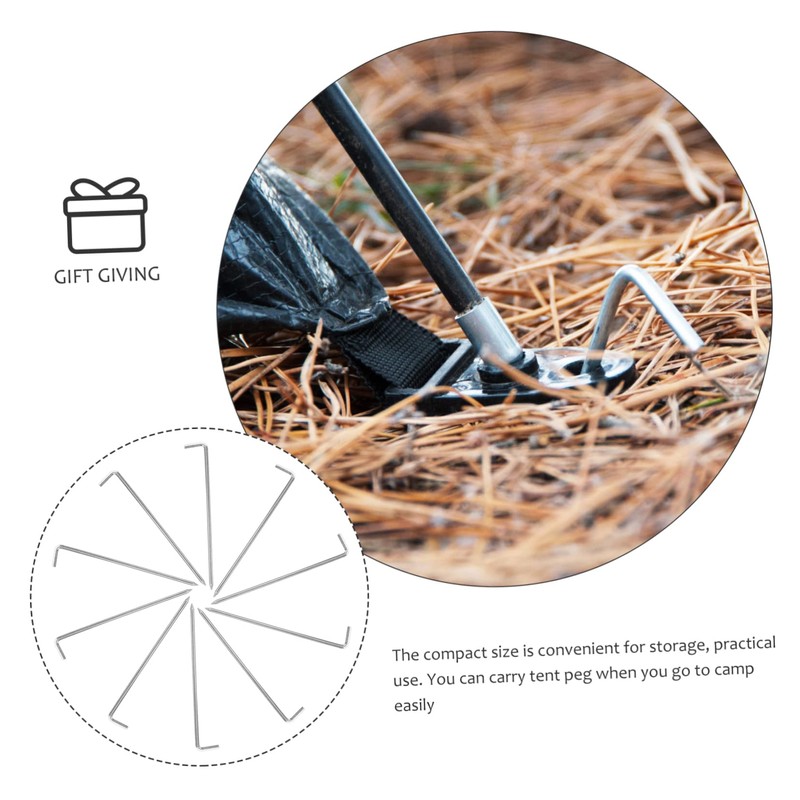 Mipcase 10pcs Galvanized Iron Tent Pegs Heavy Duty Metal Stakes