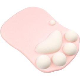 Alfombrilla de Ratón de Silicona con Reposamuñecas, 3D Diseño de Pata de Gato, Alfombrilla para Mouse (Rosa)