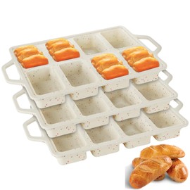 Oungy 3 PCS Silicone Mini Loaf Pans with Metal Reinforced Frame Nonstick Silicone Mini Bread Loaf Pan 8-Cavity Silicone Loaf Pans Small Bread Pans for Baking Mini Bread Mini Loaf Brownie Cheesecak