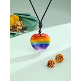 JOVIVI Healing Crystal Heart Necklace for Women Chakra Necklace Crystal Jewellery for Women Necklace 7 Chakra Thumb Worry Stone for Anxiety Relief Pendant Necklace Gifts