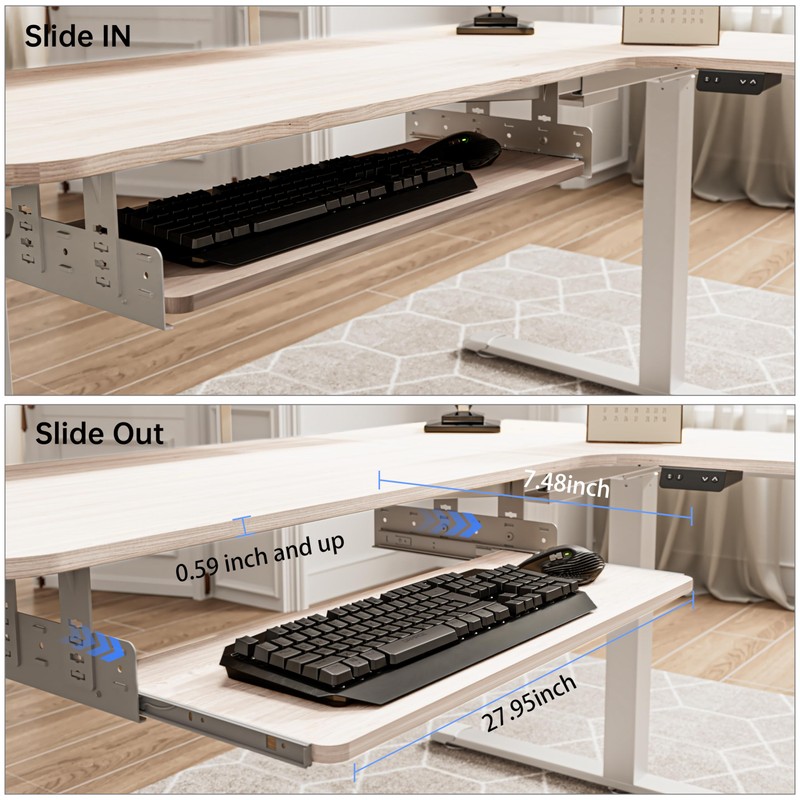 EUREKA ERGONOMIC Adjustable Keyboard Tray Under Desk, 28x11 Inch Large
