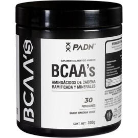 BCAA Aminoácidos en Polvo sabor Manzana Verde 300 g – 30 Servicios – Recuperación Muscular Intra y Post Entreno – Sin Azúcar, Sin Gluten