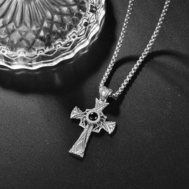 Ruichicoo Cross Necklace Sterling Silver Gothic Spider Cross Punk Pendant Cross Gothic for Men Women