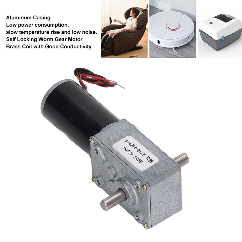 Gear Motor Dual Shaft DC 12V Self Locking Speed Reduction