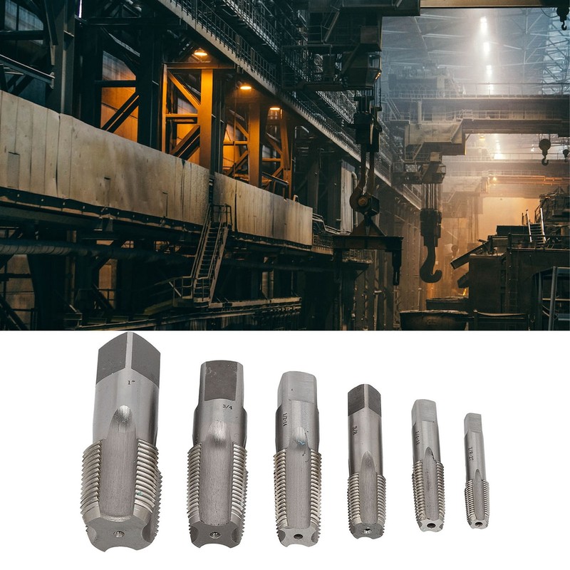 6Pcs NPT Pipe Tap Set Thread HSS for Plumber Industrial
