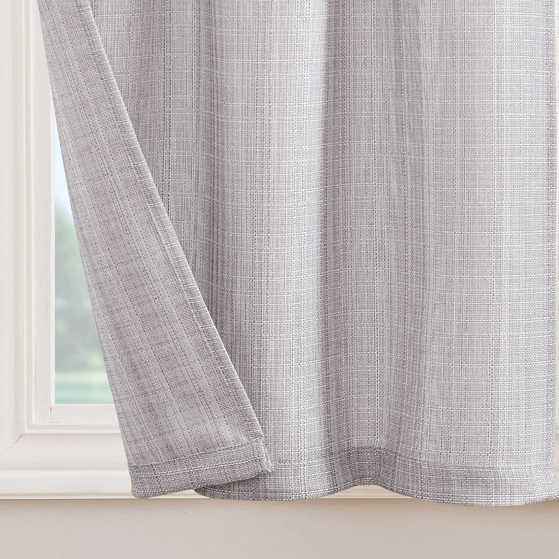 jinchan Tab Top Gray Kitchen Curtains 24 Inch Linen Textured