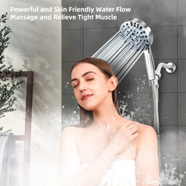 BESAQUO Shower Head,10 Functions High Pressure shower head with handheld, Built-in Pause Mode & 2 Power Wash, Non-Clogging Nozzles High Flow Hand Held Shower Head, Leakproof 6.5ft Hose&Metal Bracket