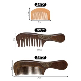 4 Pieces Wooden Combs, Massage Hair Combs, Durable Wooden Combs, Hair Styling Tools, Long-Hand Wooden Combs, Hair Care Accessories