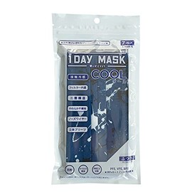 1DAY MASK COOL Regular Size PAINT-BLU 7 Pieces per Bag Set of 2 Bags Cool Non-Woven Mask Pattern Mask