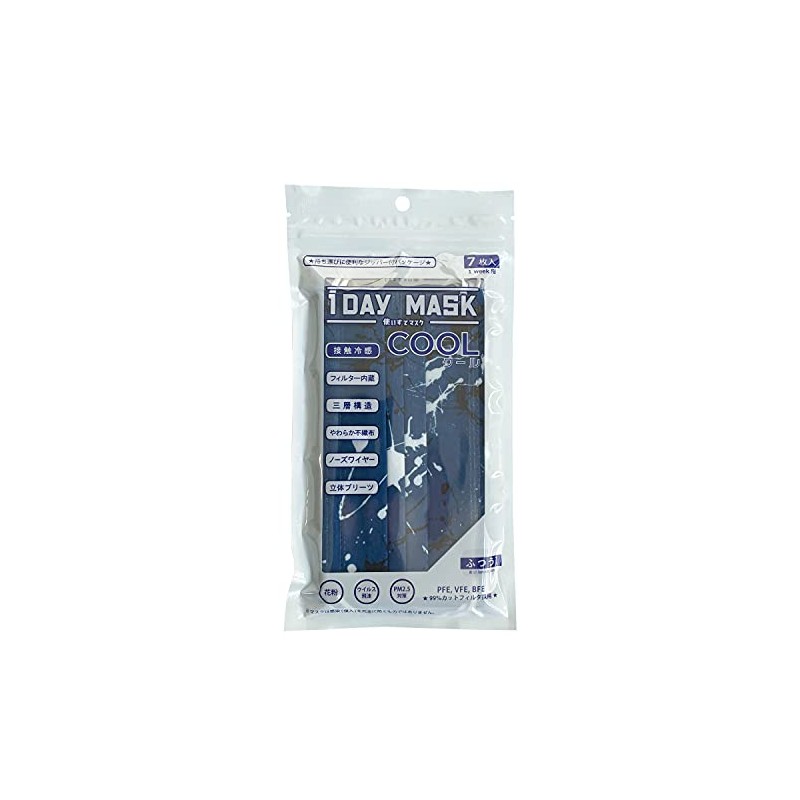 1DAY MASK COOL Regular Size PAINT-BLU 7 Pieces per Bag