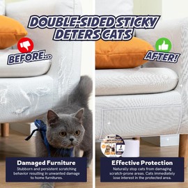 Panther Armor Anti Cat Scratch Tape for Furniture, 4in x 88.7ft. Double Sided Sticky to Prevent Cat Scratching Furniture, Scratch Deterrent Tape for Couch, Super Long Mega Pack