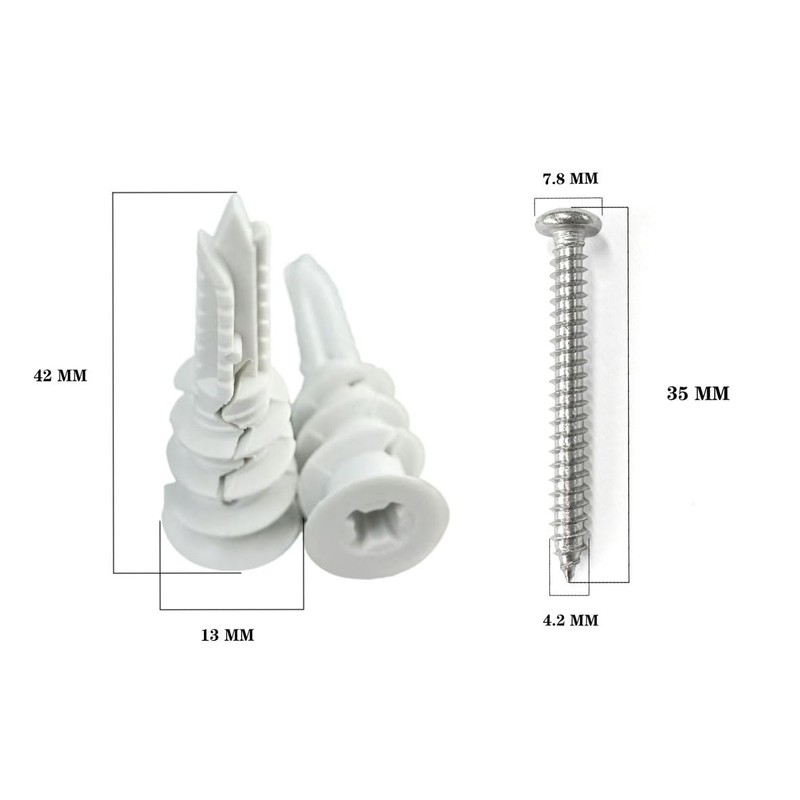 Drywall Anchor Kit 100pcs – Self Drilling Wall Plugs &
