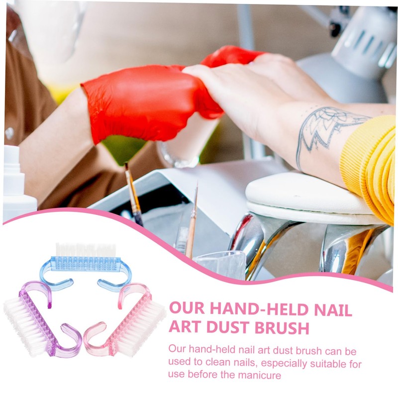Beavorty 6pcs Nail Scrub Brush Comfortable Handle Cleaning Brushes for