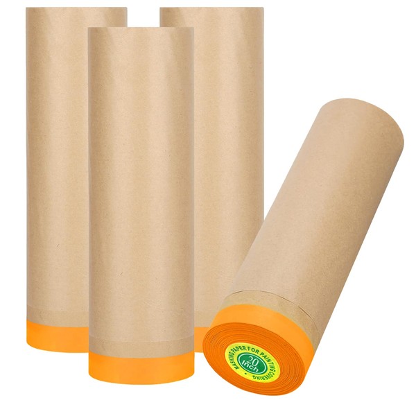 xianshengle Pre-Taped Masking Paper for Painting, 20 Inch x 50