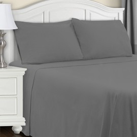 Superior Extra Soft All Season 100% Brushed Cotton Flannel Solid Bedding Sheet Set with Deep Pockets Fitted Sheet - Grey, Twin Size
