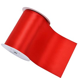 YAMA - Rollo de cinta de satén de doble cara, 4 pulgadas de ancho, ideal para marcos de silla, hacer lazo, coser y ramo de boda, 5 yardas/carrete, rojo
