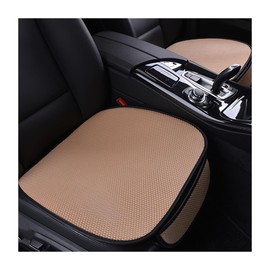 XINLIYA Car Seat Bottom Cover, 2 Pack Front Driver or Passenger Seat Cushion with Pocket, Universal Breathable Comfort Auto Seat Protector Mat, Car Accessories for Truck, SUV, Van (Beige)